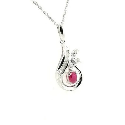 9ct White Ruby & Diamond Pendant