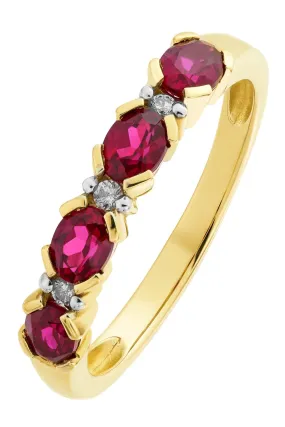 9ct Yellow Gold Created Ruby and Diamond Eternity Ring