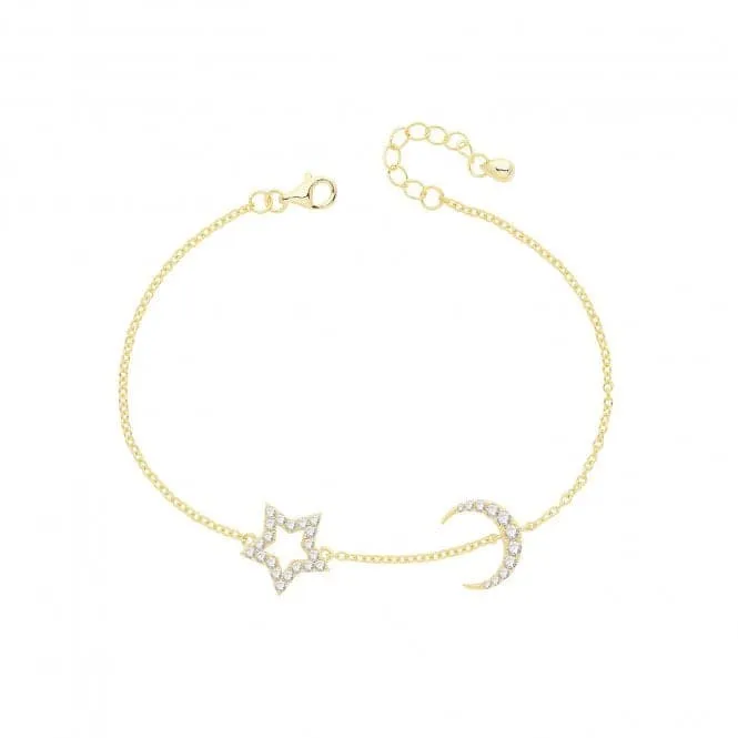 Acotis Silver Bracelet Gold Plated Star / Moon G2700GP