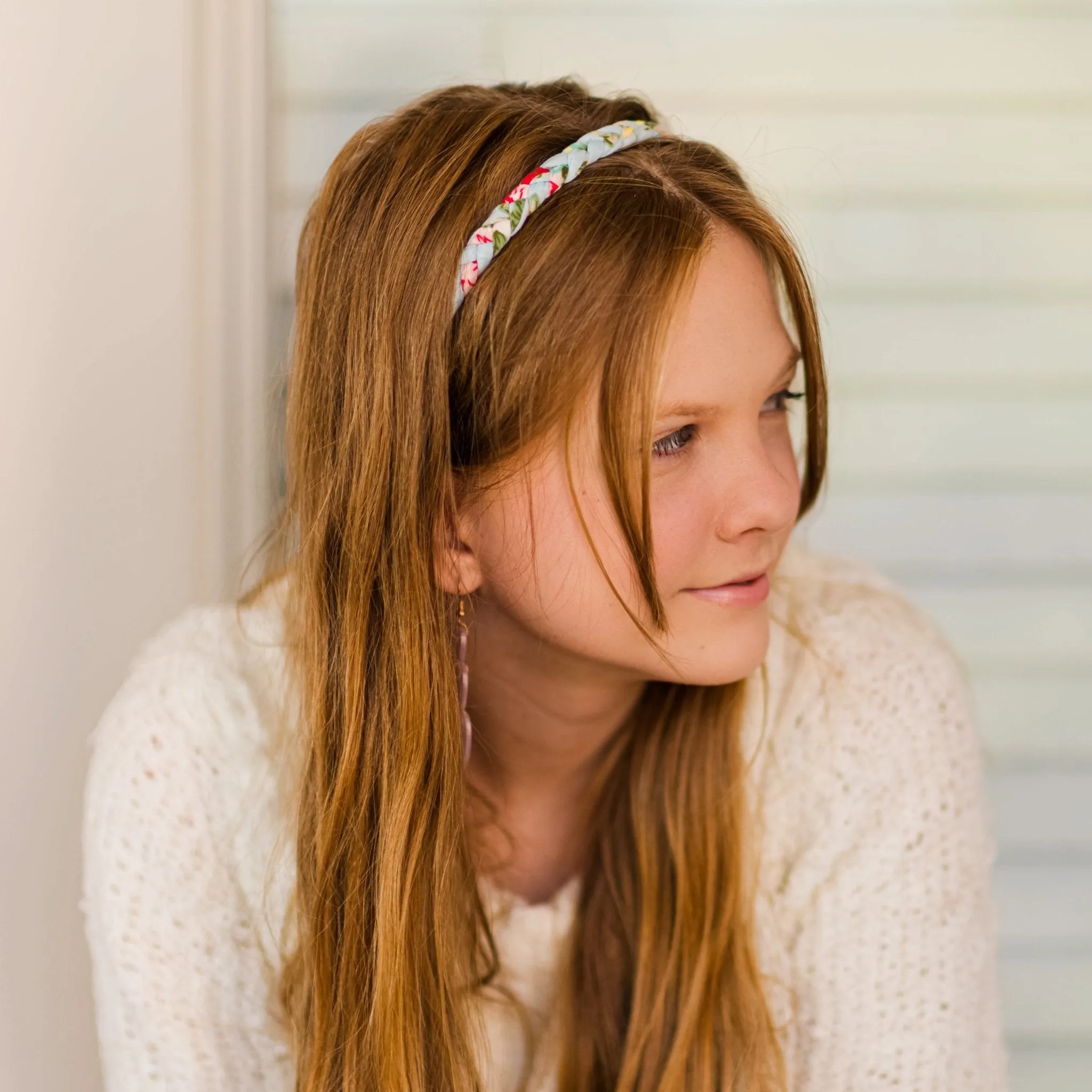 Adjustable Floral Braided Headband