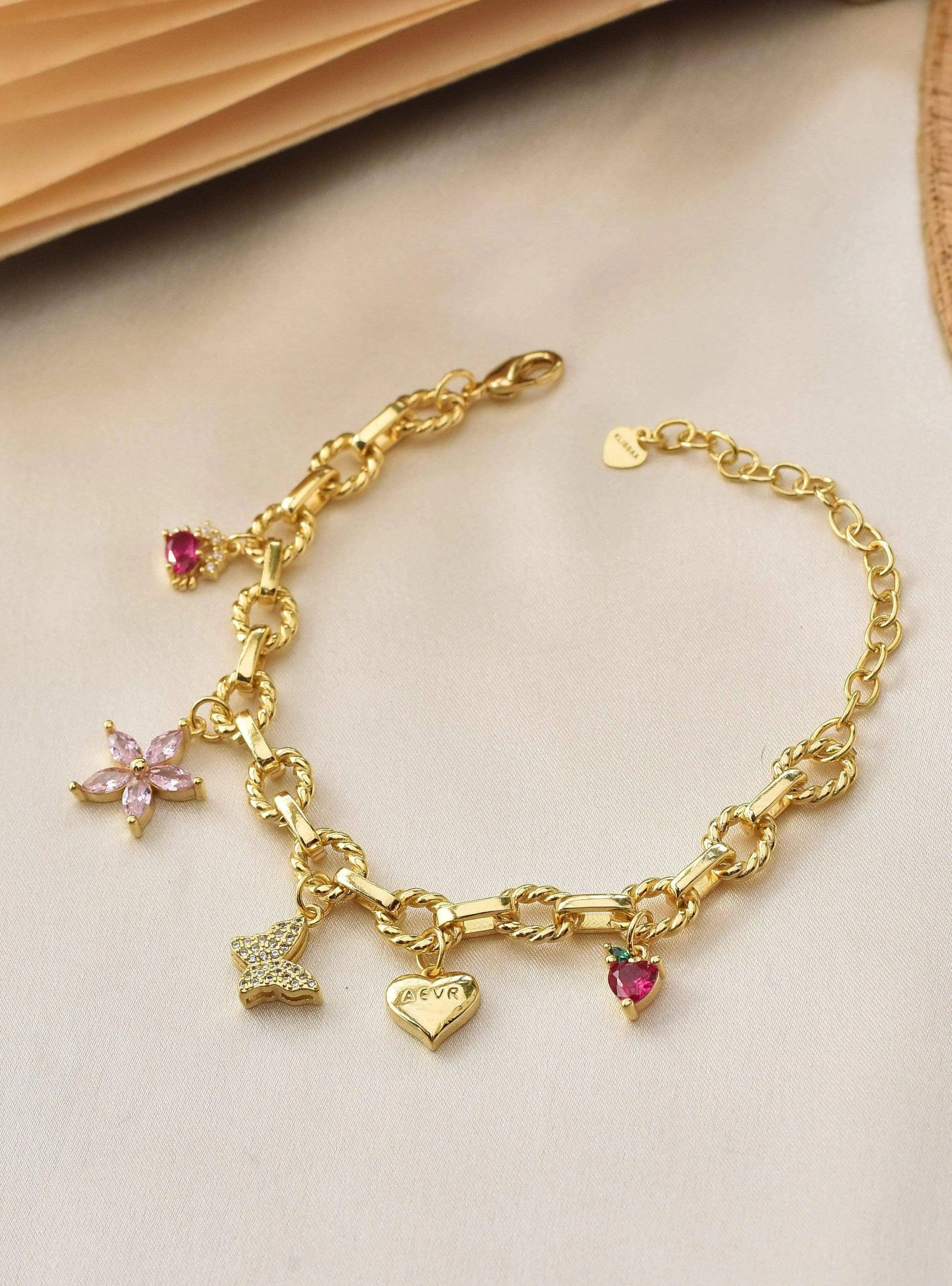 AEVR Gold Plated Charm Bracelet