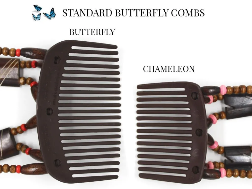 African Butterfly Chameleon Hair Comb - Dalena Brown 26