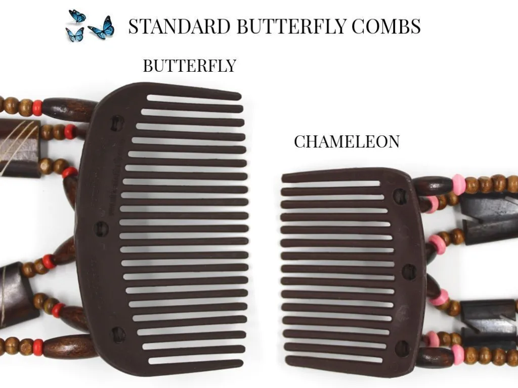 African Butterfly Hair Comb - Flowers Black 30