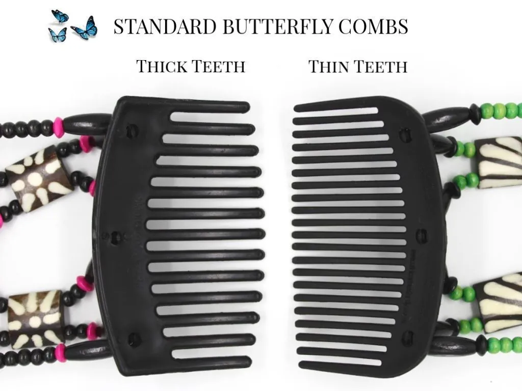 African Butterfly Hair Comb - Flowers Black 30