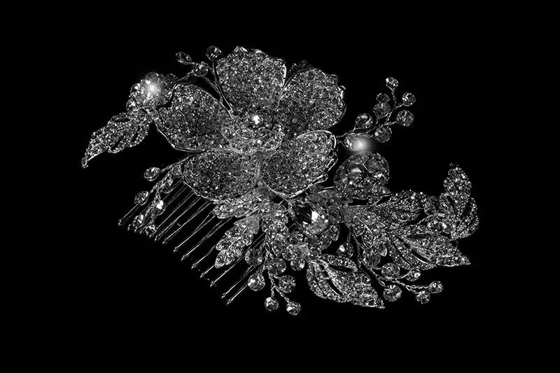 Aida Vintage Flower Statement Hair Comb | Swarovski Crystal