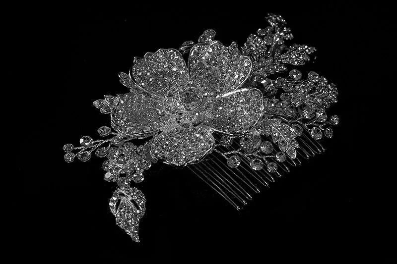 Aida Vintage Flower Statement Hair Comb | Swarovski Crystal