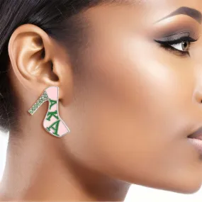 AKA Alpha Kappa Alpha Inspired Earrings Pink Green Platform Studs