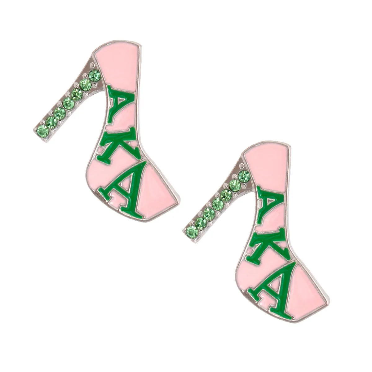 AKA Alpha Kappa Alpha Inspired Earrings Pink Green Platform Studs