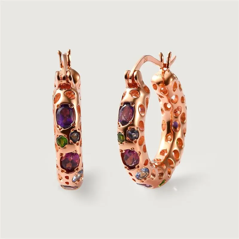 Allegro Loop Multi Gems Hoop Earrings