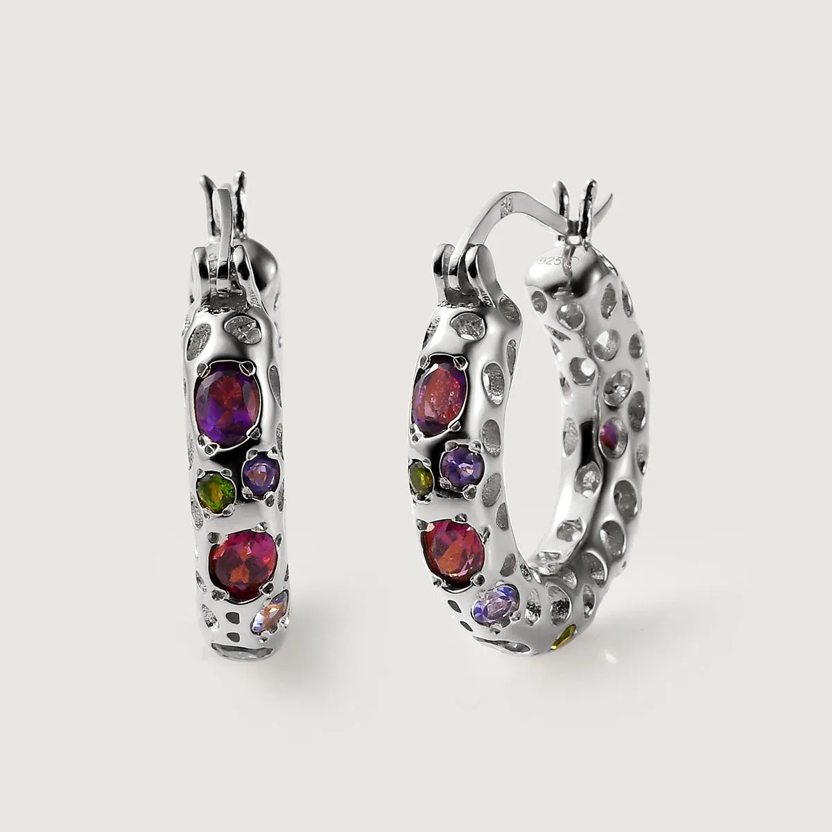 Allegro Loop Multi Gems Hoop Earrings