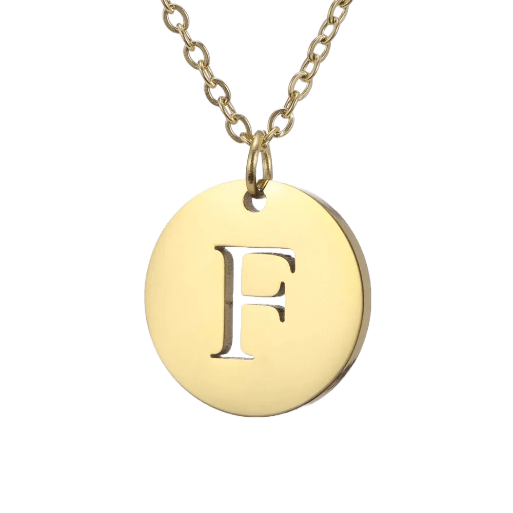 Alphabet Necklace Gold Plated - Letter F