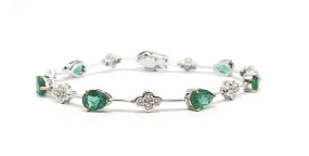 Alternating Size Emerald and Diamond Bracelet in 14k White Gold AD.NO-2023