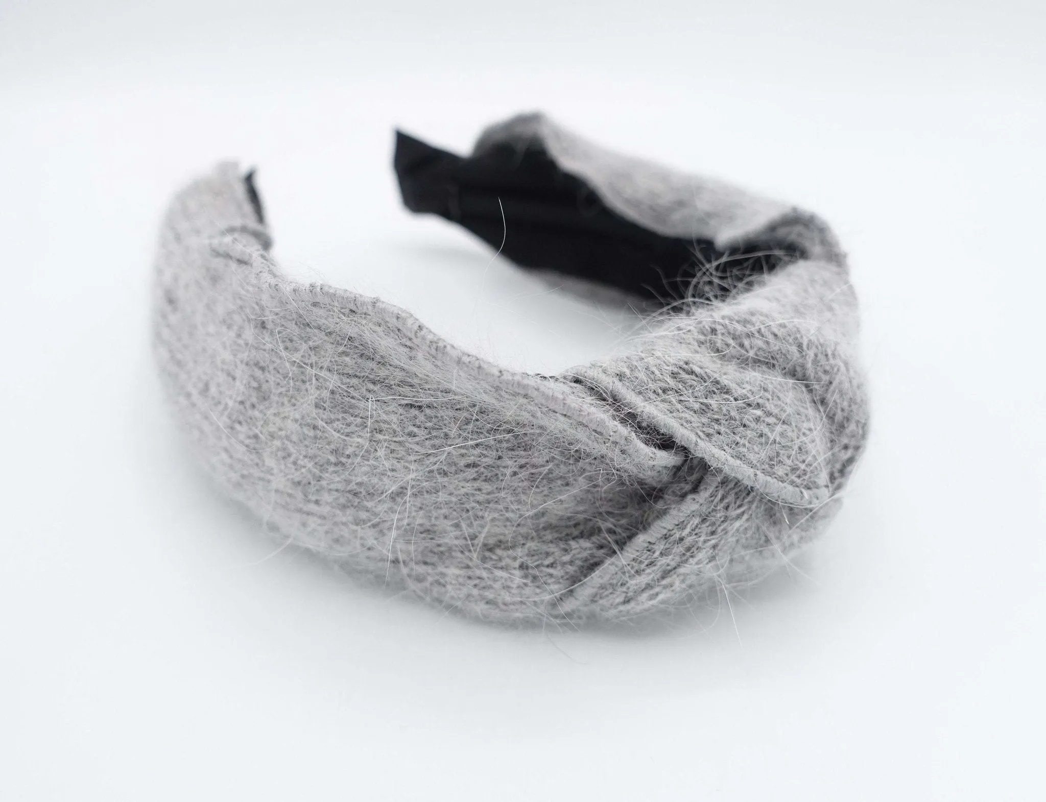 angora top knot headband winter hair accessory for women