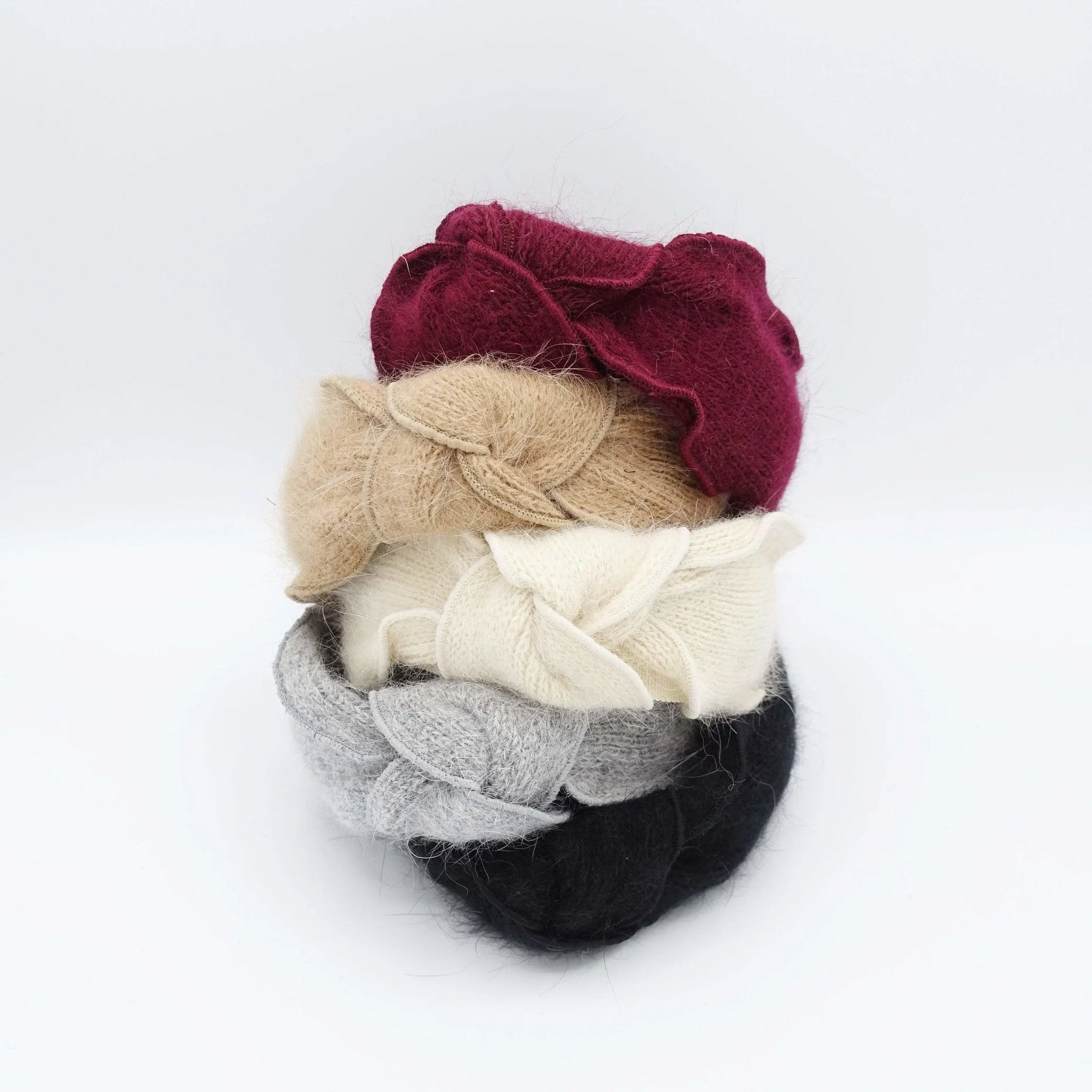 angora top knot headband winter hair accessory for women