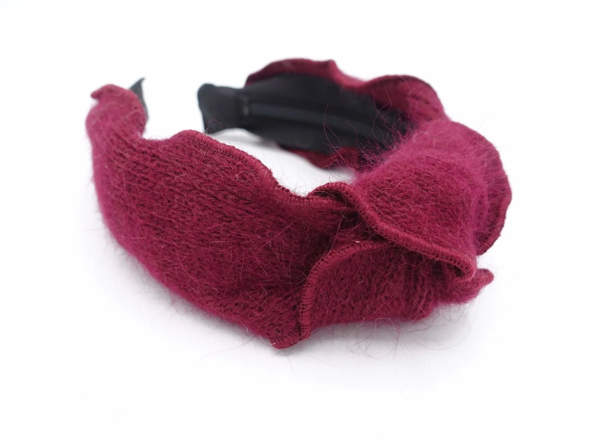 angora top knot headband winter hair accessory for women