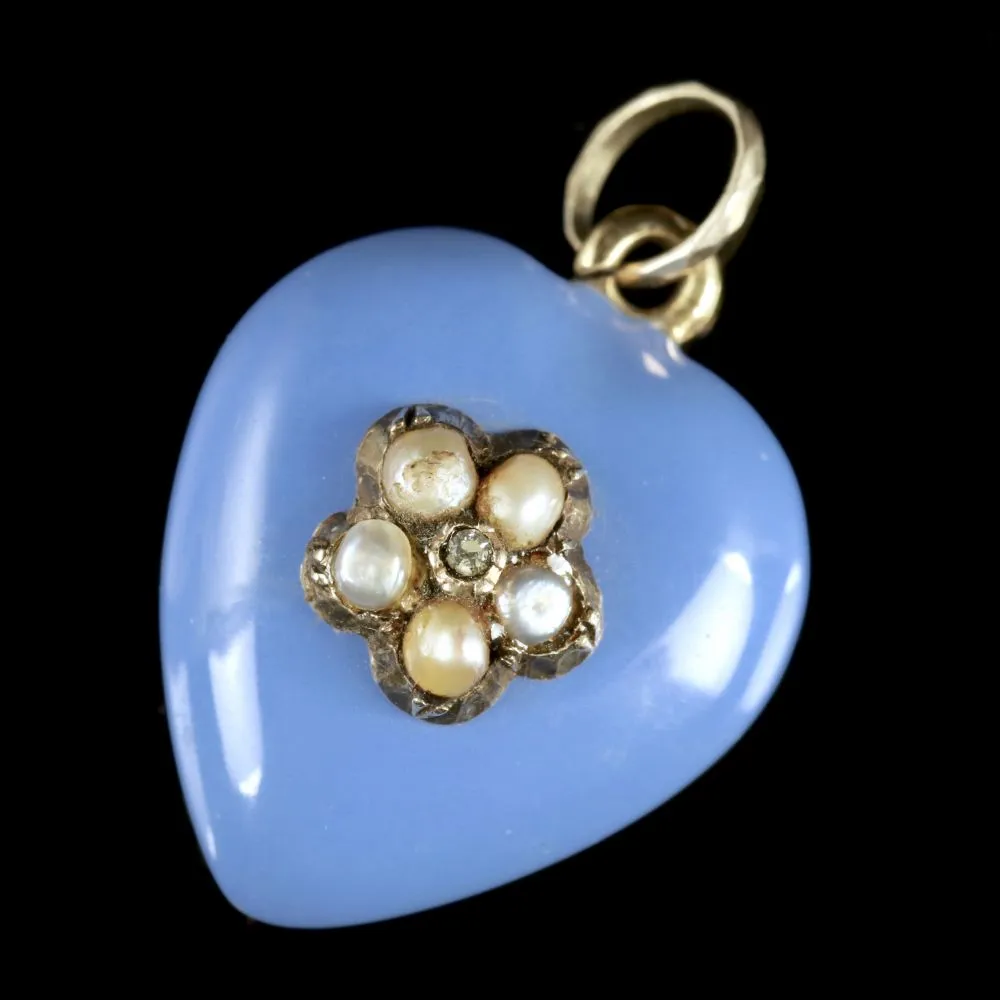 Antique Georgian Heart Locket 18Ct Gold Enamel Diamond Circa 1830