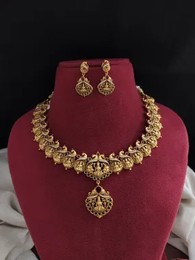 Antique Necklace Set ~ Lakshmi Pendant with Kasumalai Design