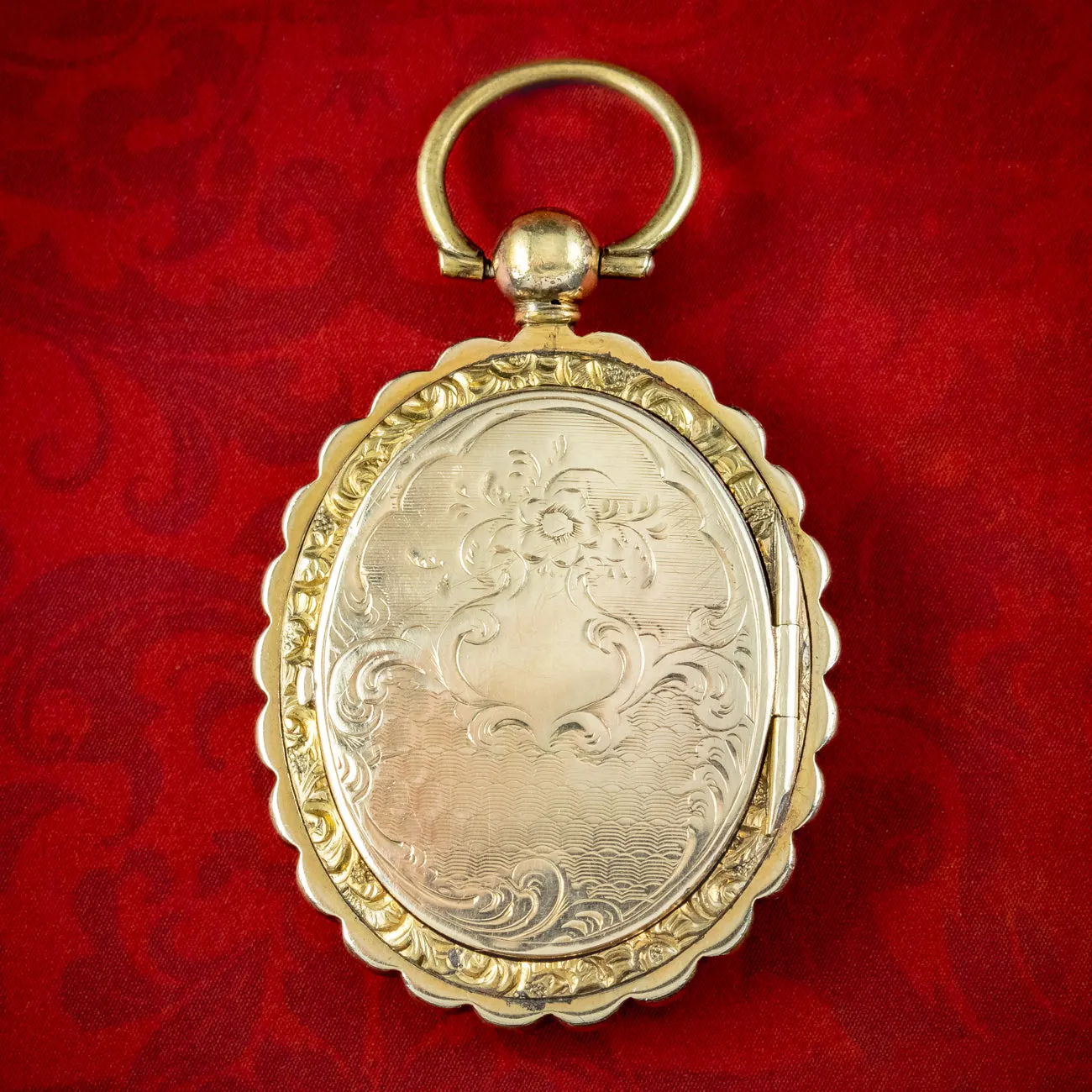 Antique Victorian Floral Locket 9ct Gold With Tintype Photograph