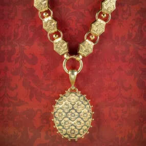 Antique Victorian Floral Locket And Collar Silver 18ct Gold Gilt