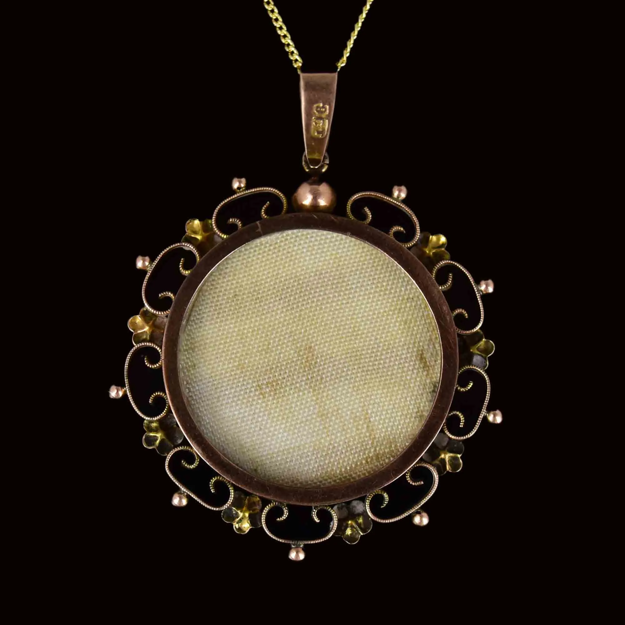 Antique Victorian Gold Glass Double Sided Locket Necklace