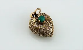 Antique Victorian Yellow Gold Heart Locket Charm Pendant