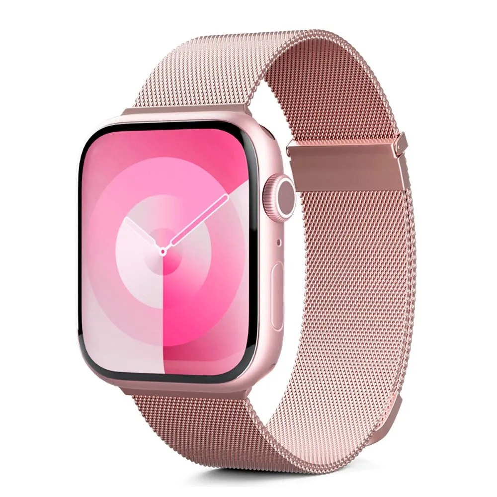 Apple Watch (38/40/SE/41/42mm) Epico Milanese  (Plus) Rustfri Stål Rem - Rose Gold