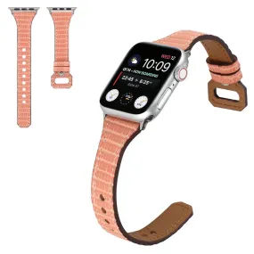 Apple Watch 40mm bamboo textured genuine leather watch strap - Apricot