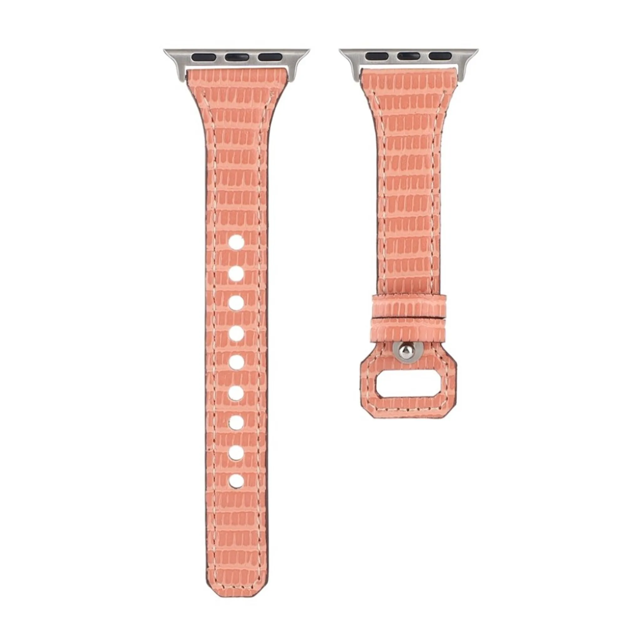 Apple Watch 40mm bamboo textured genuine leather watch strap - Apricot