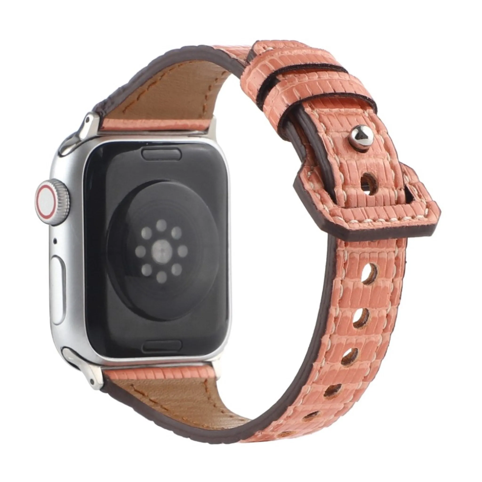 Apple Watch 40mm bamboo textured genuine leather watch strap - Apricot