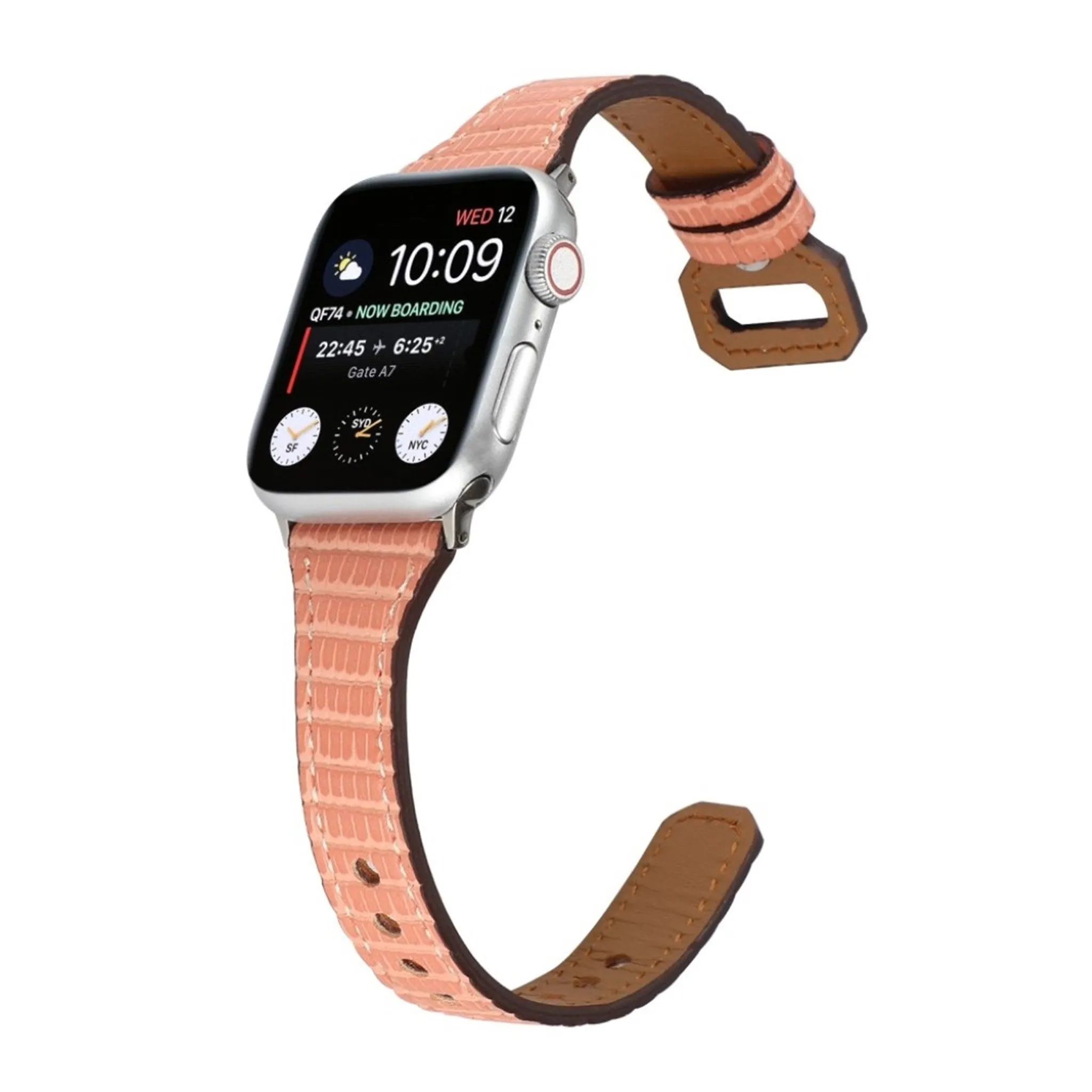 Apple Watch 40mm bamboo textured genuine leather watch strap - Apricot