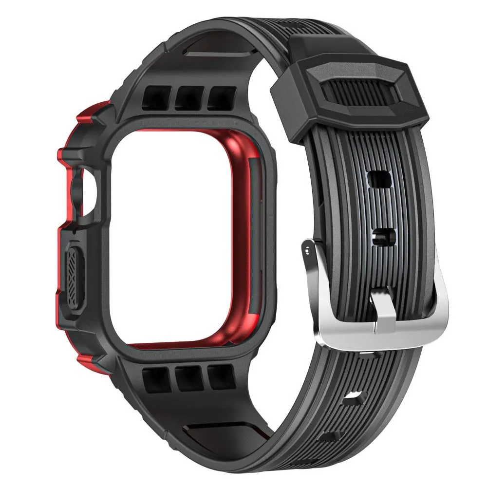 Apple Watch 40mm bi-color TPU cover with watch strap - Black / Red