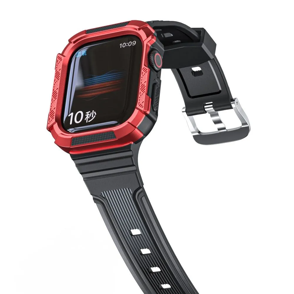 Apple Watch 40mm bi-color TPU cover with watch strap - Black / Red