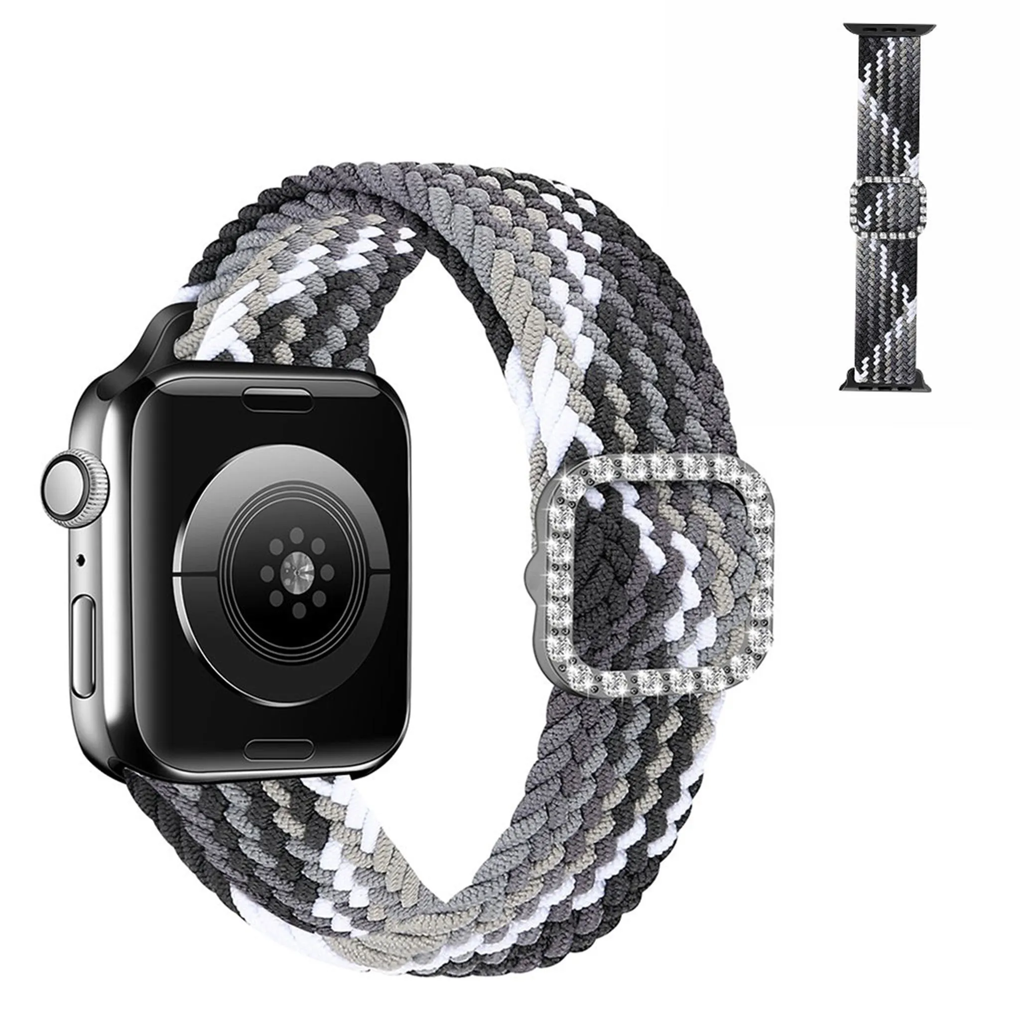 Apple Watch 40mm nylon watch strap in rhinestone buckle - Black Color