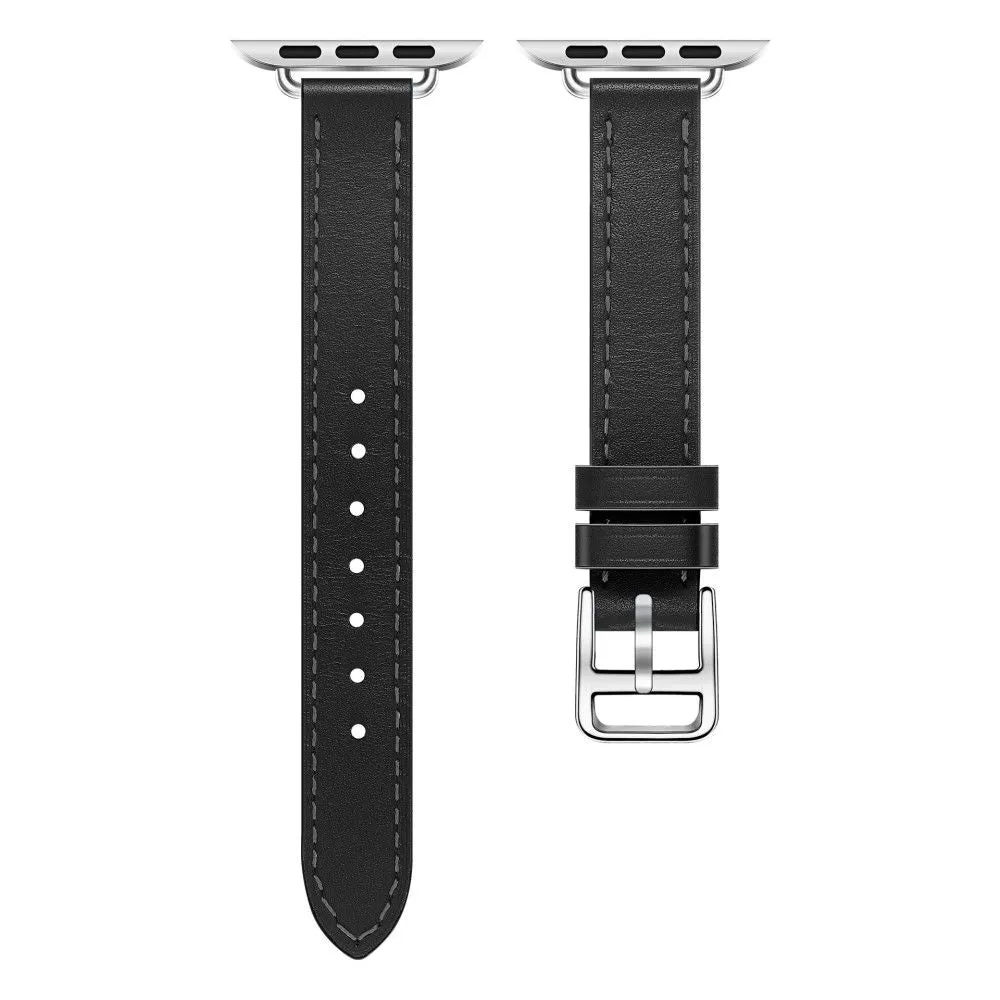 Apple Watch (41mm) breathable genuine leather watch strap - Black