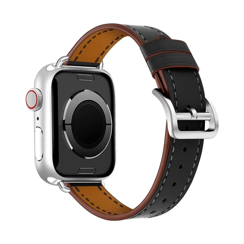 Apple Watch (41mm) breathable genuine leather watch strap - Black