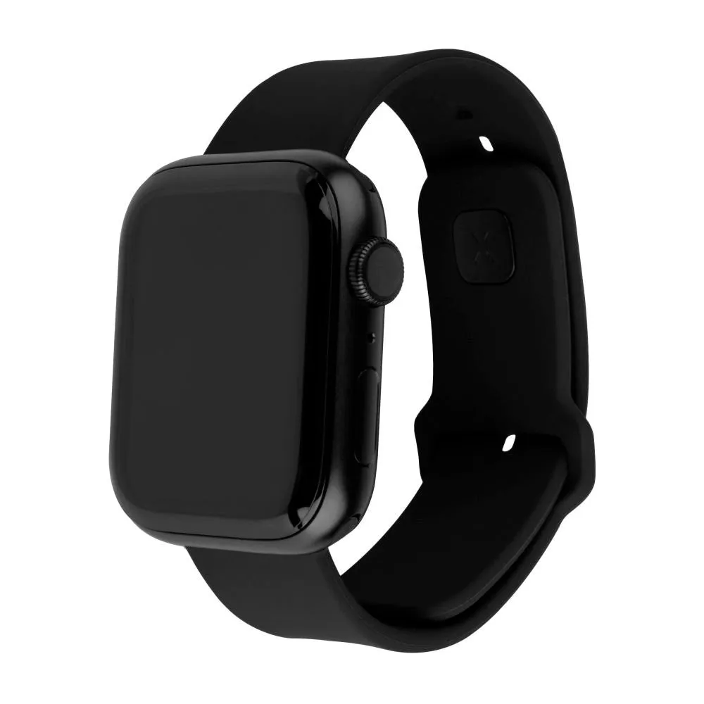 Apple Watch (42 / 44 / 45 / SE / 49mm) Fixed Sporty Silikone Rem Sæt - Sort