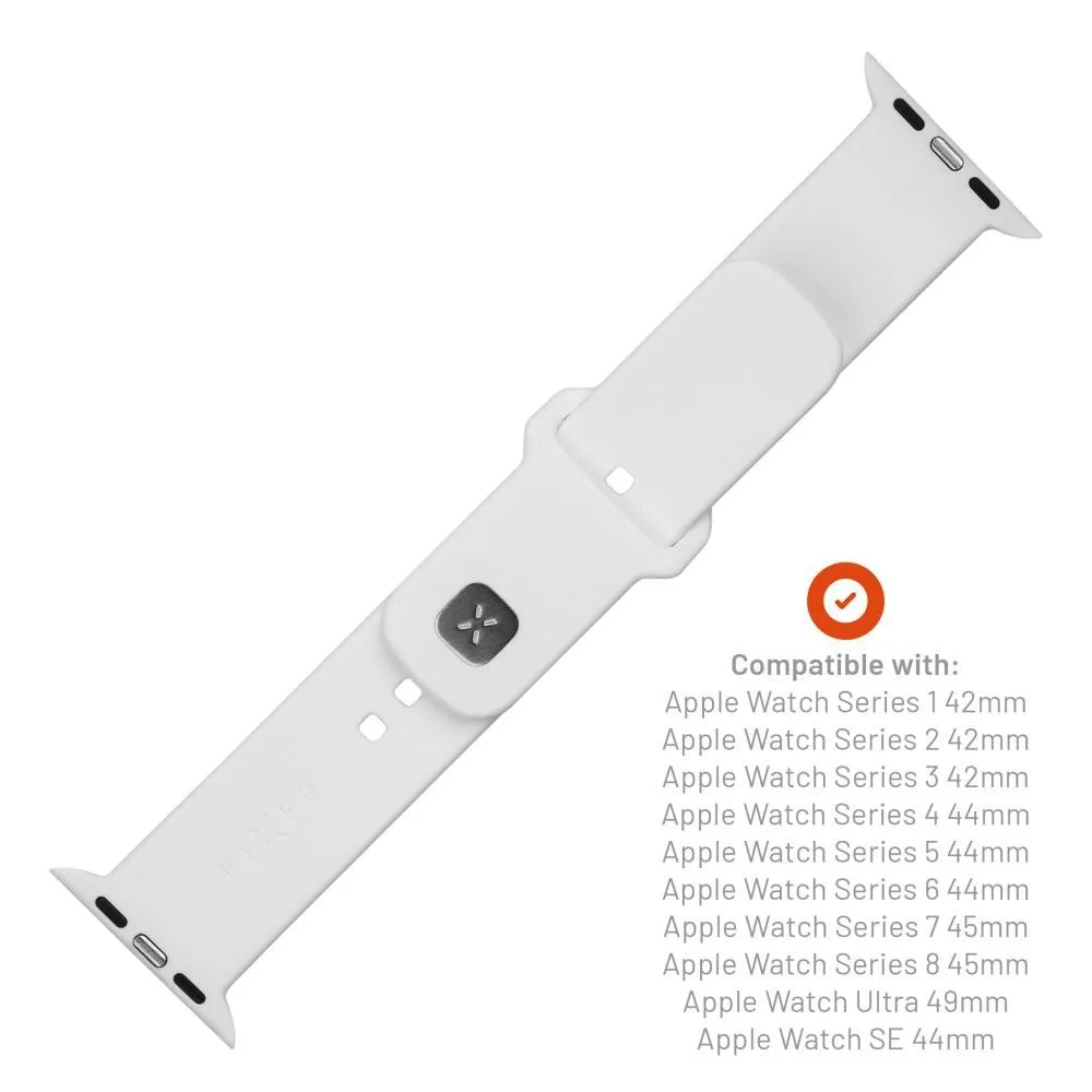 Apple Watch (42/44/SE/45/46/49mm) Fixed Wide Sporty Silikone Rem Sæt - Hvid