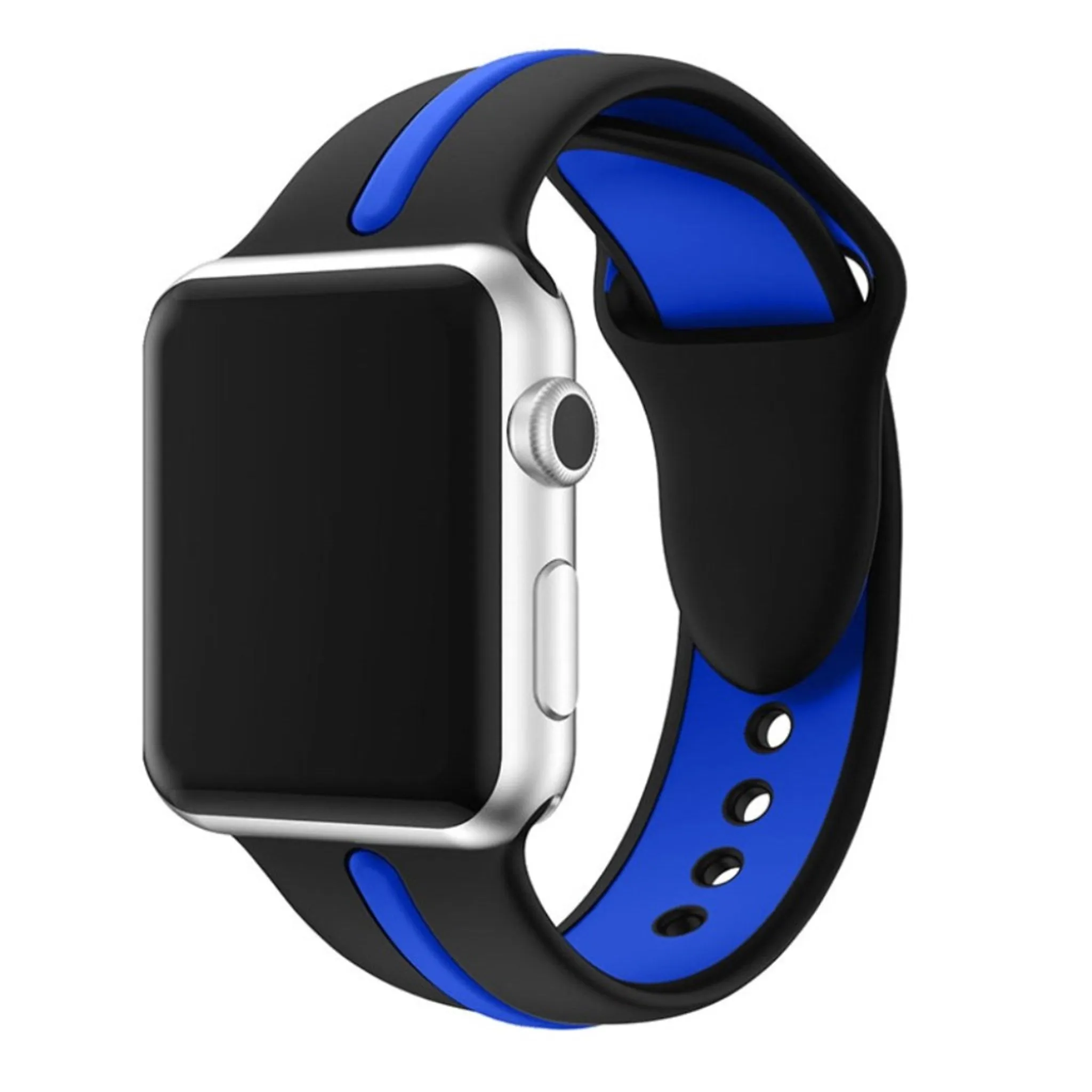 Apple Watch 42mm two-tone soft silicone watchband - Black   Blue