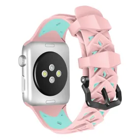 Apple Watch (45mm) dual color rhombus silicone watch strap - Pink / Green