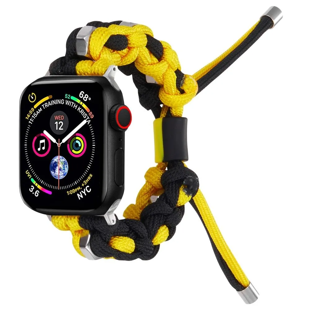 Apple Watch (45mm) stylish nylon   stainless steel ring watch strap - Black / Yellow