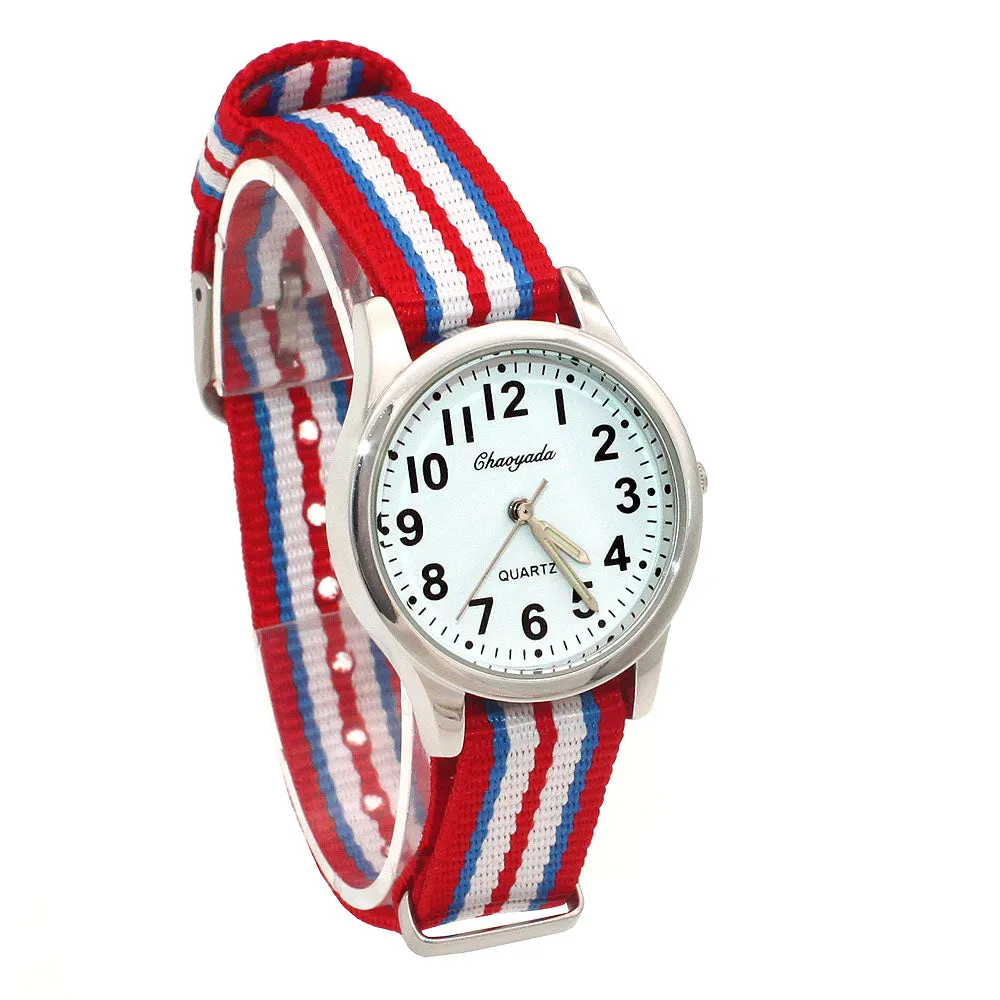 arrived boy fashion sports colorful nylon casual child gift clock kids Luminous pointer quartz watch girls casual watches