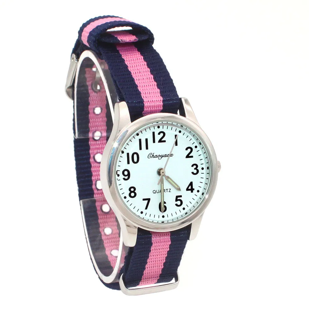 arrived boy fashion sports colorful nylon casual child gift clock kids Luminous pointer quartz watch girls casual watches