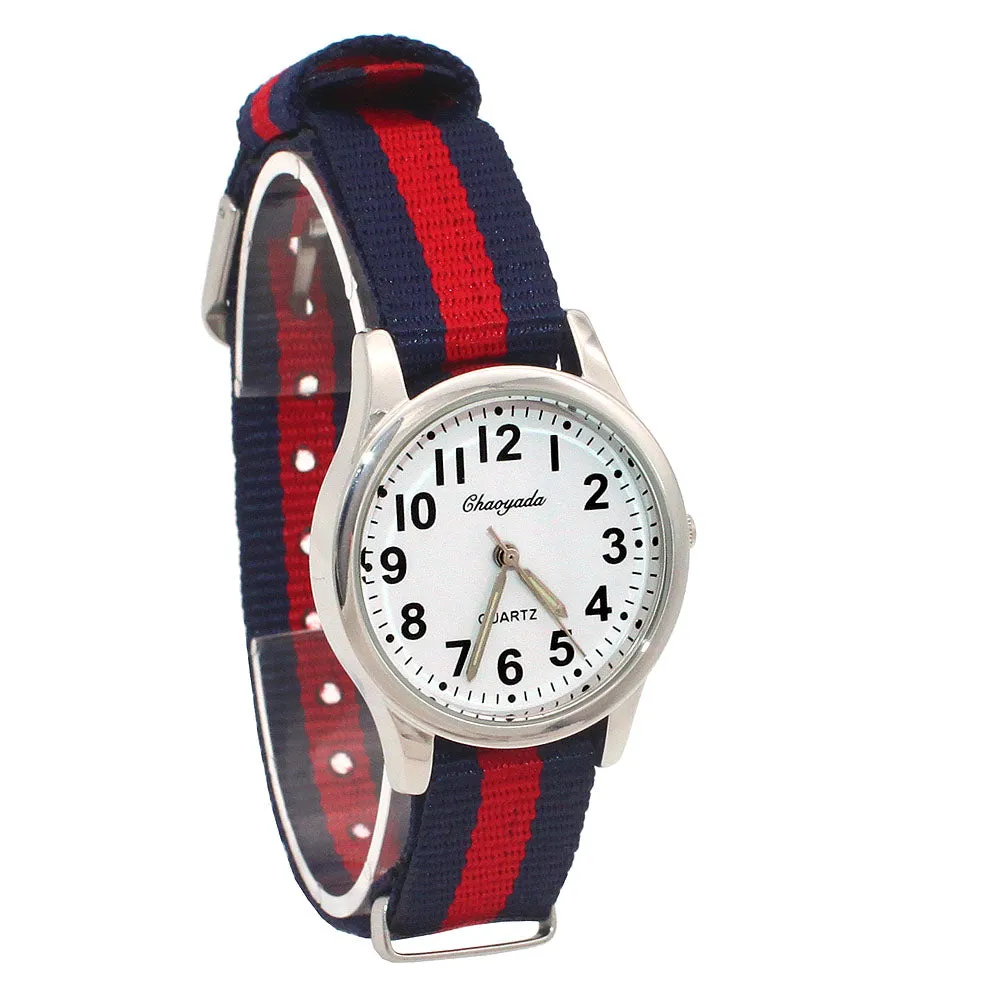 arrived boy fashion sports colorful nylon casual child gift clock kids Luminous pointer quartz watch girls casual watches