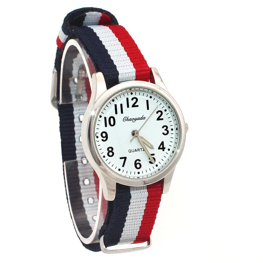 arrived boy fashion sports colorful nylon casual child gift clock kids Luminous pointer quartz watch girls casual watches