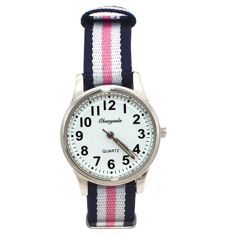 arrived boy fashion sports colorful nylon casual child gift clock kids Luminous pointer quartz watch girls casual watches