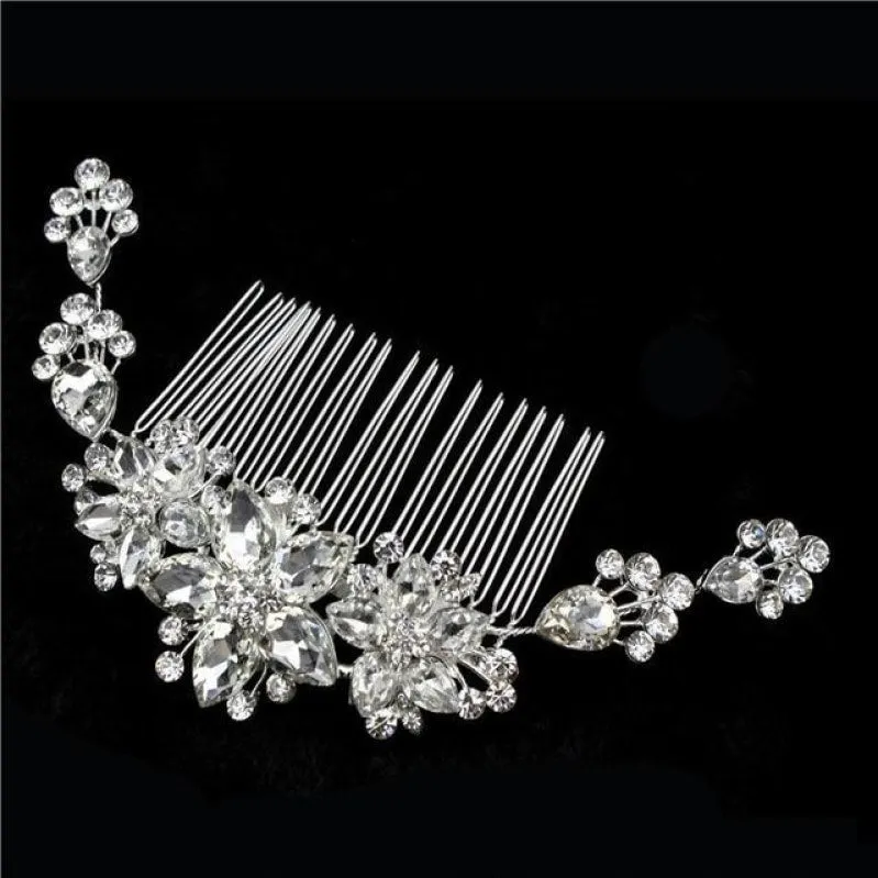 Art Deco Hair Comb, Clear Pave Rhinestone Silver Bridal Headpiece Hair Accessory