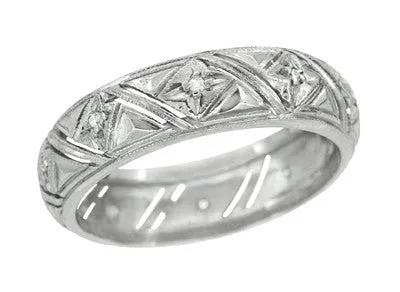 Art Deco Marbledale Antique Diamond Wedding Ring in Platinum - Size 5