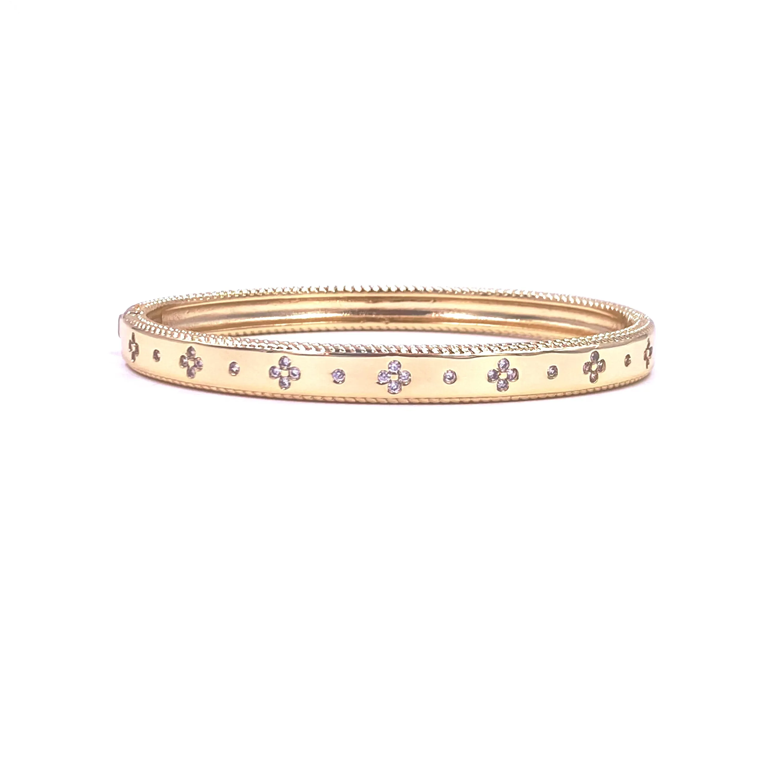 Ashley Gold Stainless Steel Gold Plated Inlay CZ Bangle Bracelet