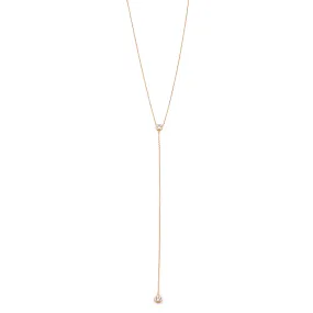 Ashley Gold Sterling Silver Gold Plated CZ Center And Drop Lariat Necklace