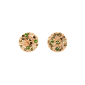 Aura Earrings #1 (20mm) - Green Mix Gems